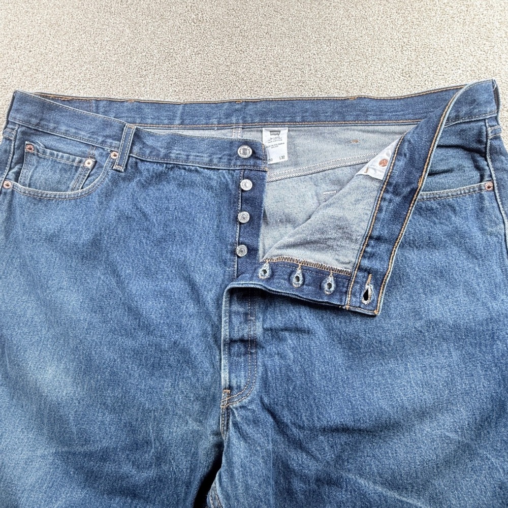 Levi's 501XX Original Fit Jeans Mens 48x29.5 Blue Fair Straight Button Fly 501 - Picture 3 of 13